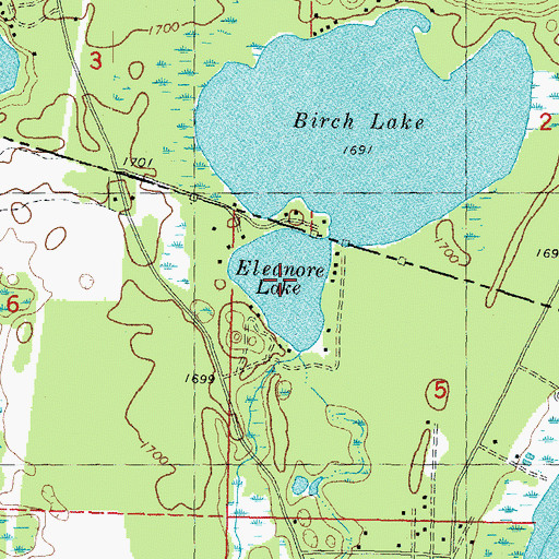 Topographic Map of Eleanore Lake, MI