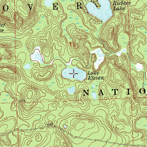 Topographic Map of Lake Eleven, WI