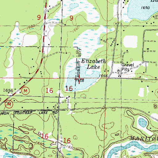 Topographic Map of Elizabeth Lake, WI