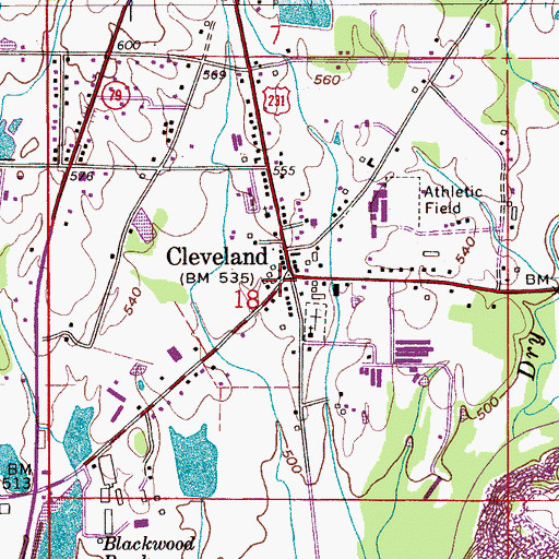 Topographic Map of Cleveland, AL