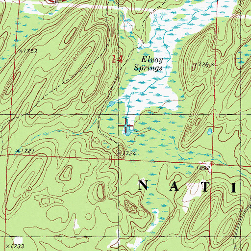 Topographic Map of Elvoy Springs, WI