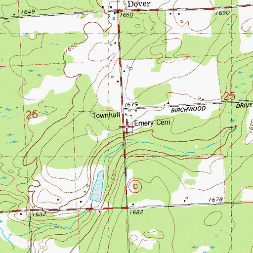 Topographic Map of Emery Cemetery, WI