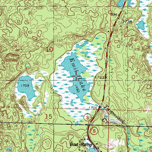 Topographic Map of Emil Lake, WI