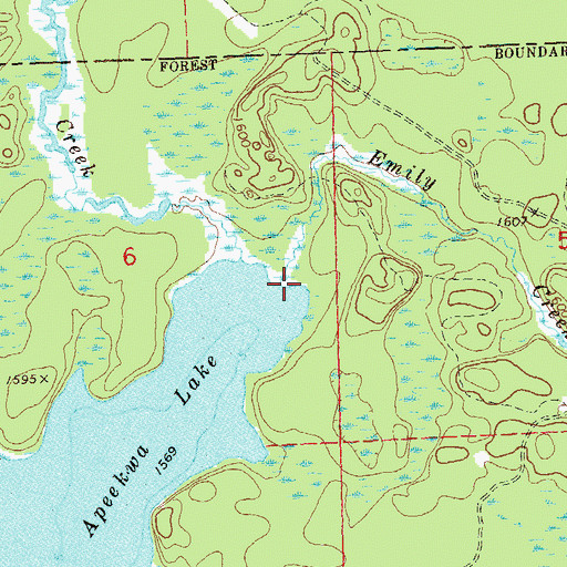 Topographic Map of Emily Creek, WI