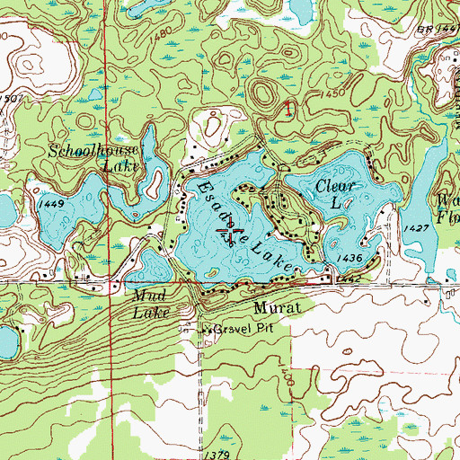 Topographic Map of Esadore Lake, WI