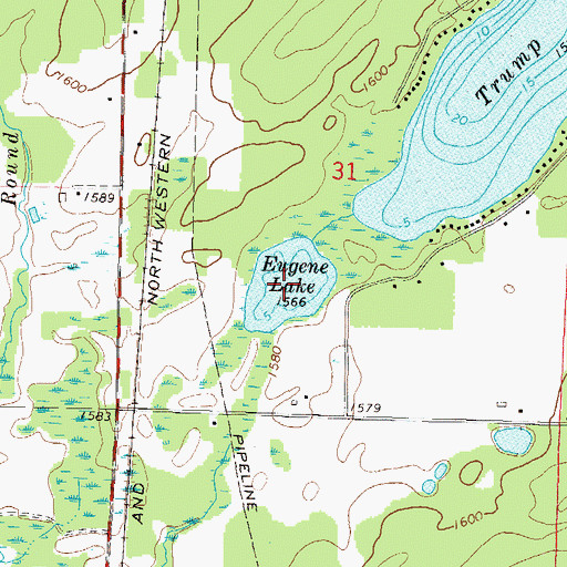 Topographic Map of Eugene Lake, WI