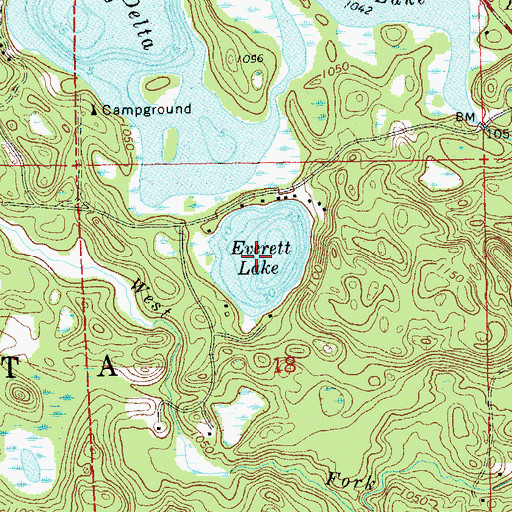 Topographic Map of Everett Lake, WI