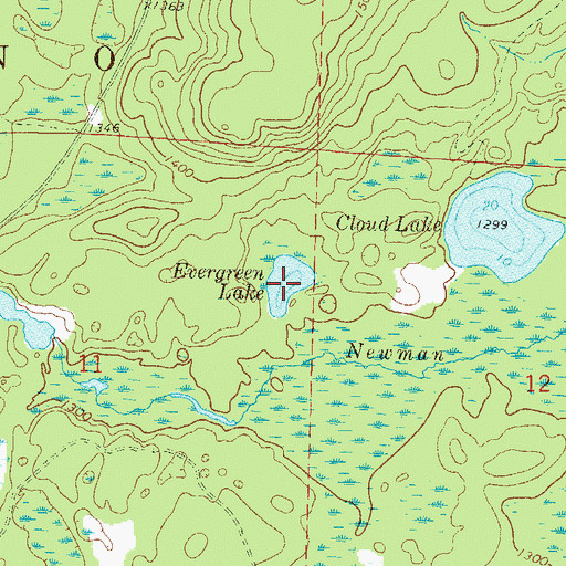 Topographic Map of Evergreen Lake, WI