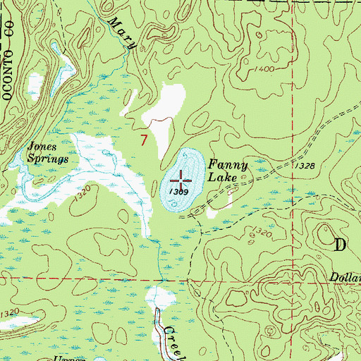 Topographic Map of Fanny Lake, WI