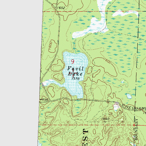 Topographic Map of Favil Lake, WI