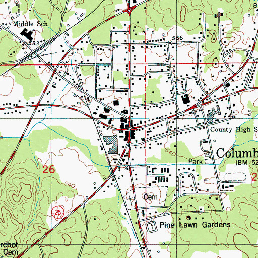Topographic Map of Columbiana, AL