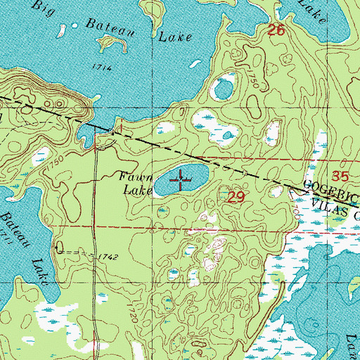 Topographic Map of Fawn Lake, WI