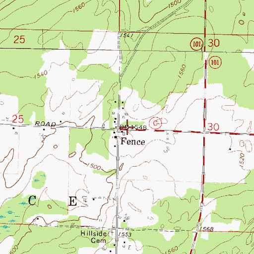 Topographic Map of Fence, WI