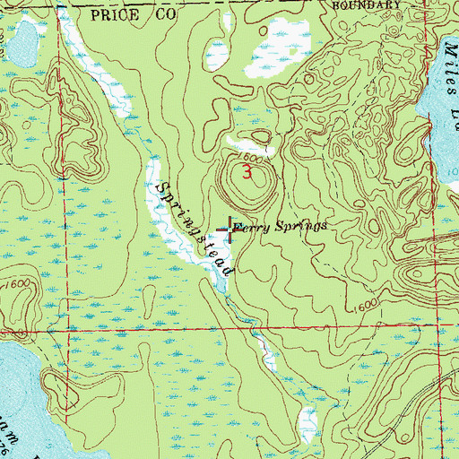 Topographic Map of Ferry Springs, WI