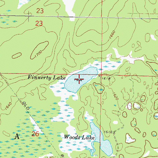 Topographic Map of Finnerty Lake, WI