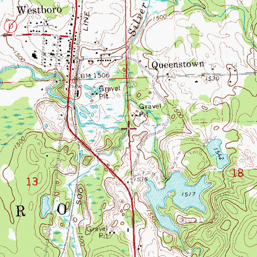 Topographic Map of Fisher Creek, WI