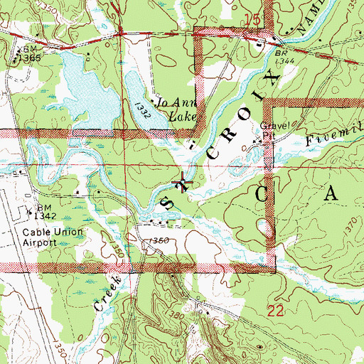 Topographic Map of Fivemile Creek, WI