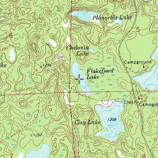 Topographic Map of Flakefjord Lake, WI