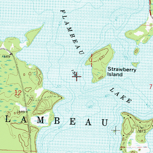 Topographic Map of Flambeau Lake, WI