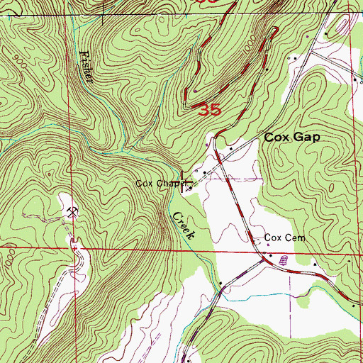 Topographic Map of Cox Chapel United Methodist Church, AL