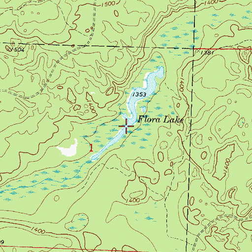 Topographic Map of Flora Lake, WI
