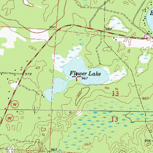 Topographic Map of Flower Lake, WI