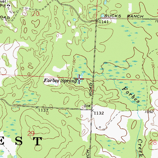 Topographic Map of Forbes Spring, WI