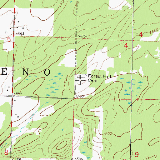 Topographic Map of Forest Hill Cemetery, WI