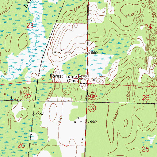 Topographic Map of Forest Home Cemetery, WI
