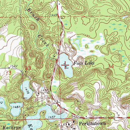 Topographic Map of Foss Lake, WI