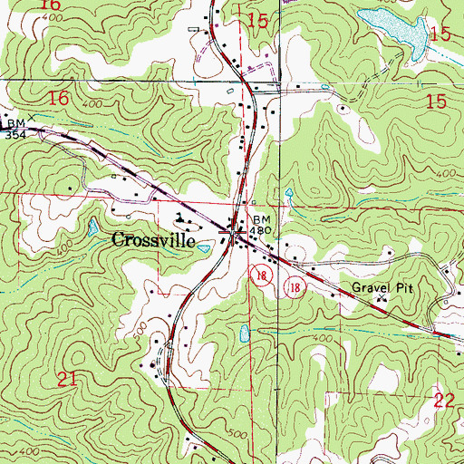 Topographic Map of Crossville, AL