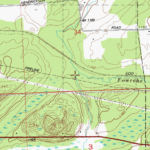 Topographic Map of Fourche Creek, WI