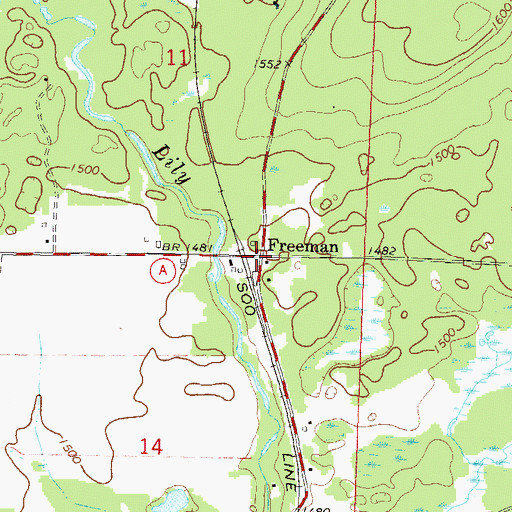 Topographic Map of Freeman, WI