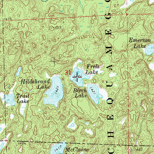Topographic Map of Frels Lake, WI