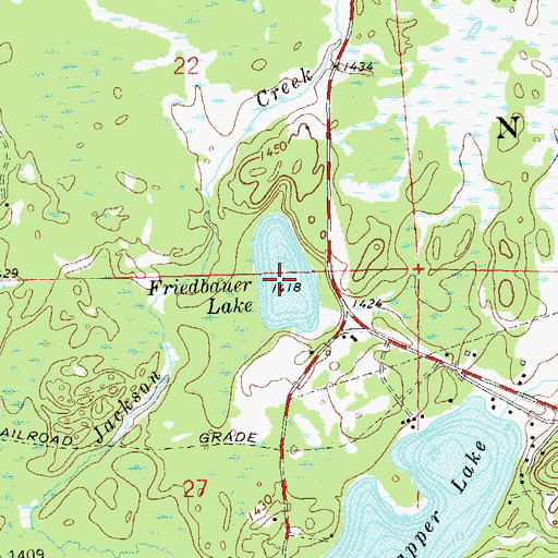 Topographic Map of Friedbauer Lake, WI