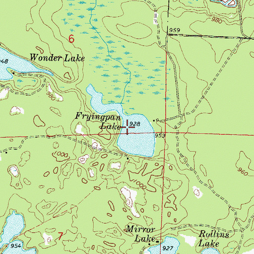 Topographic Map of Fryingpan Lake, WI