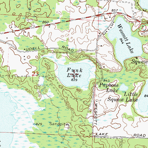 Topographic Map of Funk Lake, WI