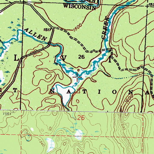 Topographic Map of Gaspardo Creek, WI