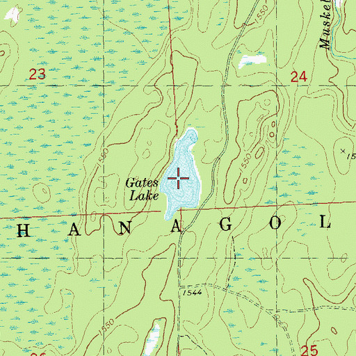 Topographic Map of Gates Lake, WI