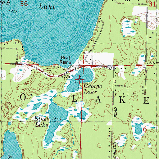 Topographic Map of George Lake, WI