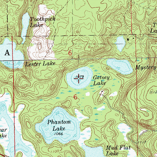Topographic Map of Getsey Lake, WI