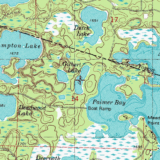 Topographic Map of Gilbert Lake, WI