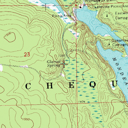 Topographic Map of Glacial Spring, WI