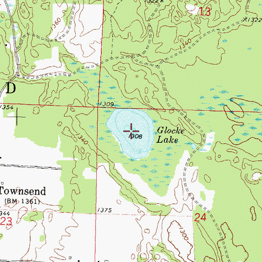 Topographic Map of Glocke Lake, WI