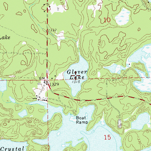 Topographic Map of Glover Lake, WI