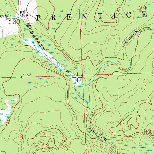Topographic Map of Golden Creek, WI