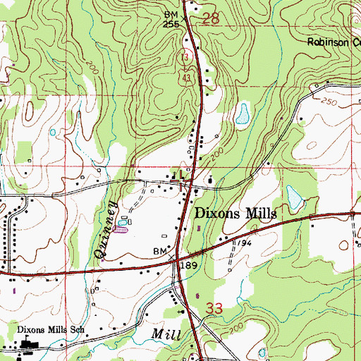Topographic Map of Dixons Mills, AL