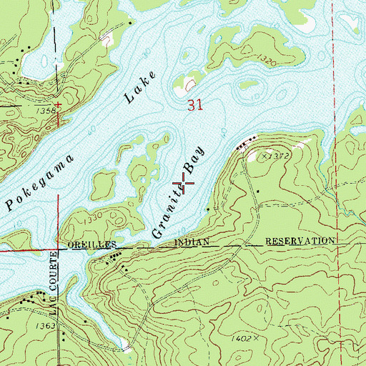 Topographic Map of Granite Bay, WI