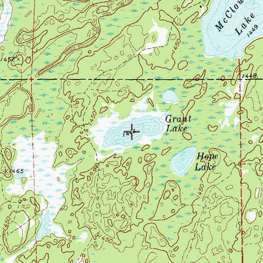 Topographic Map of Grant Lake, WI