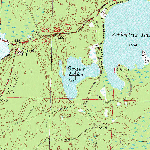 Topographic Map of Grass Lake, WI
